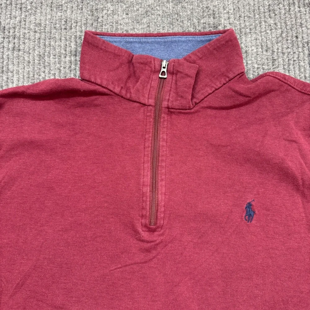 Polo Ralph Lauren Mens L Red Quarter Zip Sweater Pony Logo‎ Pullover